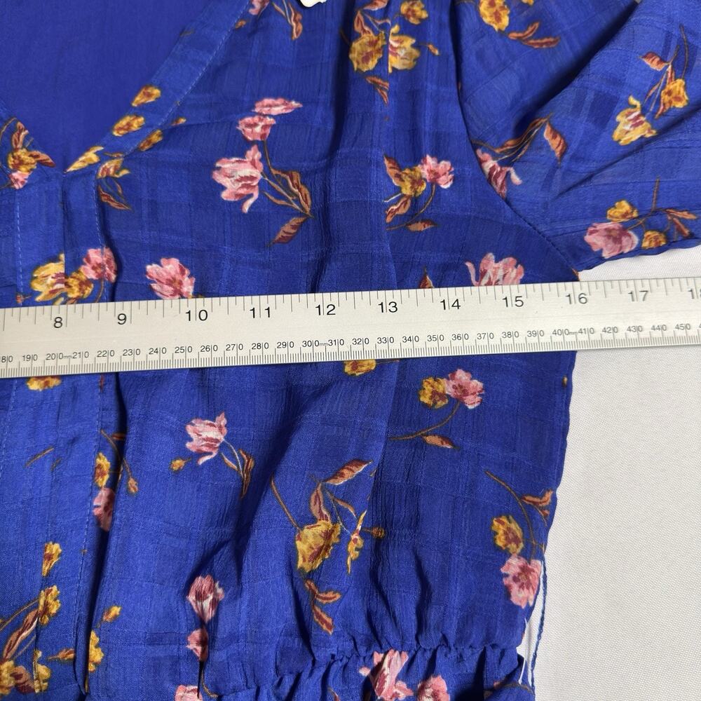Draper James RSVP Tie Waist Midi Dress Womens XS Blue Floral Long Sleeves - Picture 7 of 11